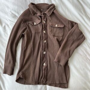 Brown Waffle Knit Shacket